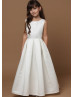 Simple Satin V Back Flower Girl Dress